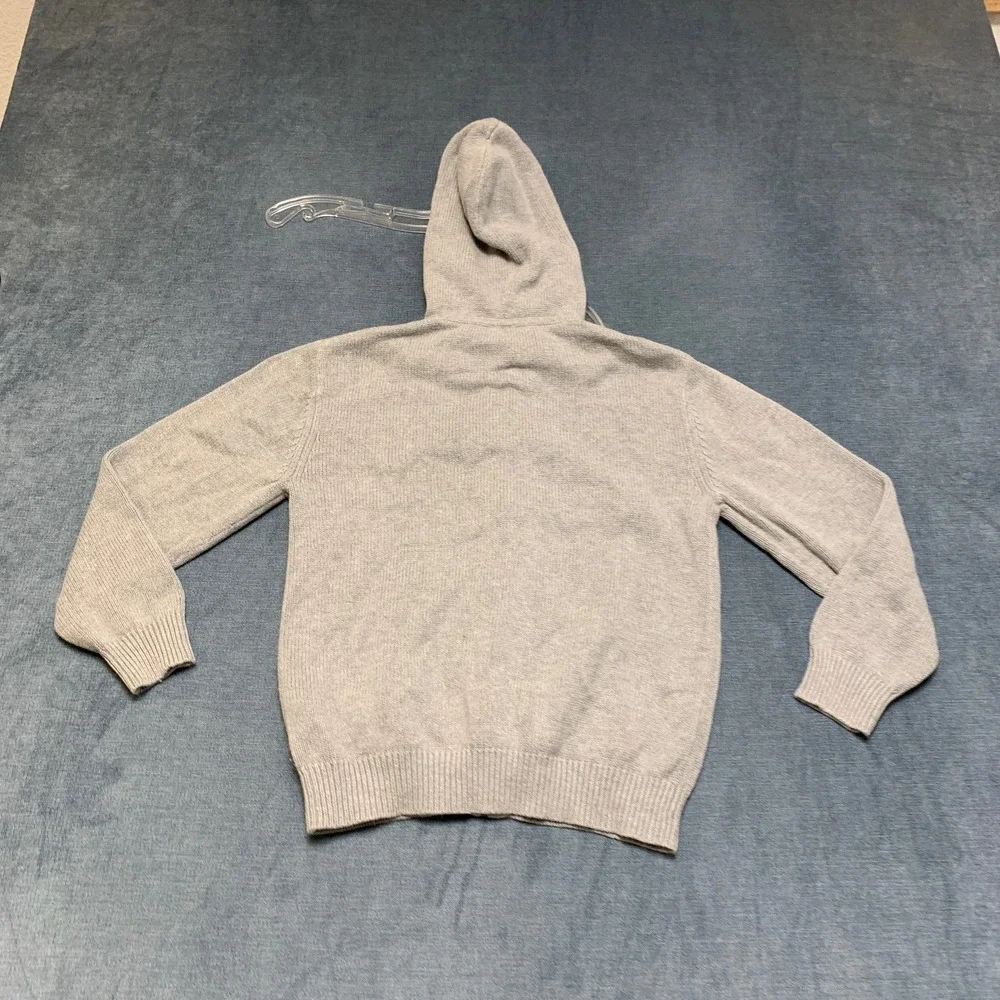 Gap Hoodie Kids Medium Heather Gray Full Zip Knit Ribbed Kangaroo Pockets Winter